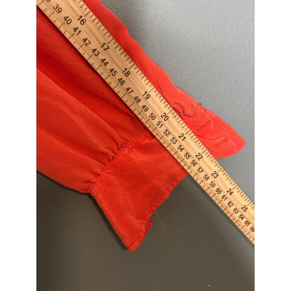 J CREW Women’s 4 Coral LUCINDA Silk Long Sleeve Button Up Top Blouse - Picture 6 of 12